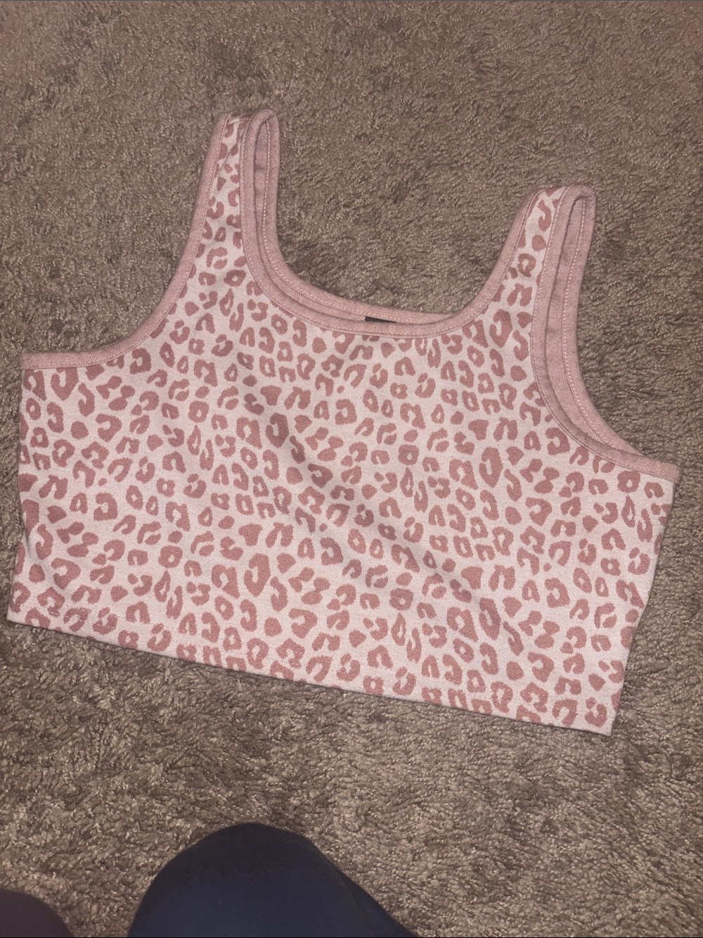 SHEIN Pink Leopard-Print Crop Tank